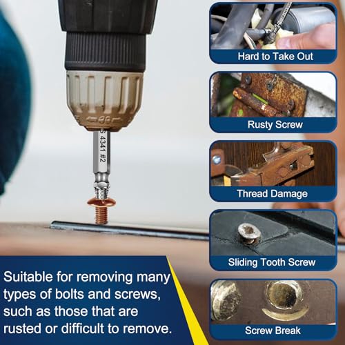DOAHO 9 PCS Damaged Screw Extractor Set,6 PCS HSS 4341 Screw Extractor Remover Kit and 3 PCS Twist Drill Bit Kit for Stripped Screws & Drill Bit Tools,Holiday or Birthday Gift for Men