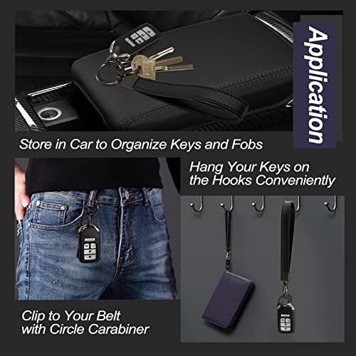 Genuine Leather Car Key Fob Wristlet Holder Kit