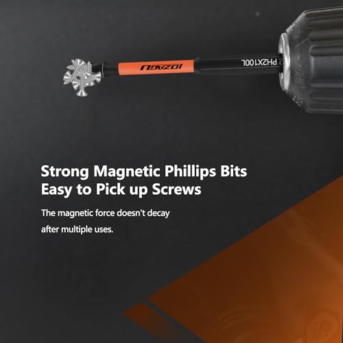 LOZAGU 12-Piece Phillips Bits #2 Impact Magnetic, S2 Steel, 1 2 3 4 5 6 Inch Long 2 Phillips Bits Set, 1/4 Hex Shank Phillips Head Drill Bits