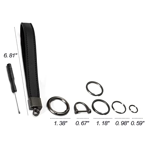 Genuine Leather Car Key Fob Wristlet Holder Kit