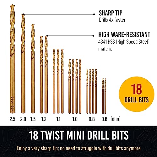 CRAFT911 Hand Drill Bits Set - Pin Vise Hand Drill Manual, Small Micro Drill Bit Set | Jewelry Drill Kit, PCB Mini Drill Bits for Resin Beads Polymer Clay | DYI Jewelry Making Drill, Craft Drill Bit