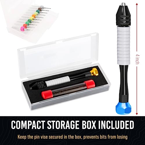 CRAFT911 Hand Drill Bits Set - Pin Vise Hand Drill Manual, Small Micro Drill Bit Set | Jewelry Drill Kit, PCB Mini Drill Bits for Resin Beads Polymer Clay | DYI Jewelry Making Drill, Craft Drill Bit