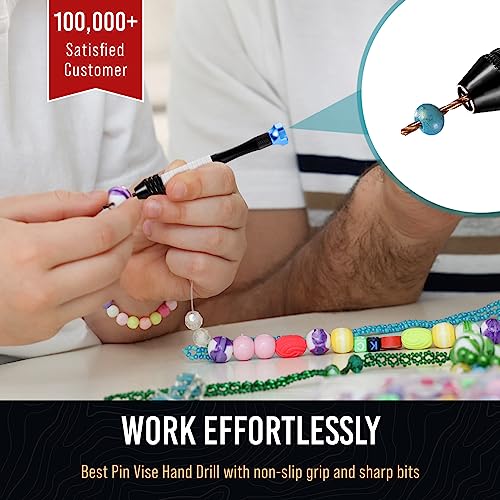 CRAFT911 Hand Drill Bits Set - Pin Vise Hand Drill Manual, Small Micro Drill Bit Set | Jewelry Drill Kit, PCB Mini Drill Bits for Resin Beads Polymer Clay | DYI Jewelry Making Drill, Craft Drill Bit
