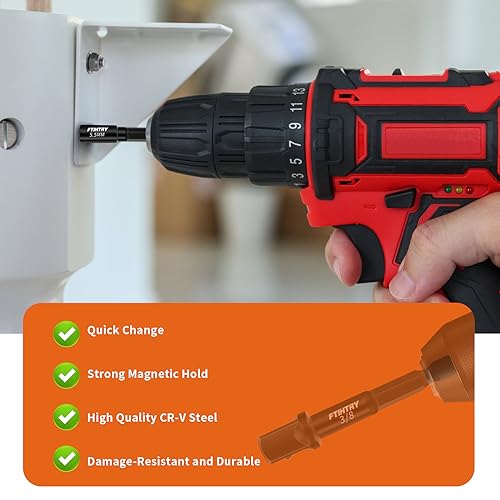FTIHTRY 39Pcs Magnetic Nut Driver Set for Impact Drill, Metric & SAE Magnetic Impact Drill Driver Bit, 1/4" Hex Shank, Fully Magnetic Hex Nut Driver Drill Bit Master Kit