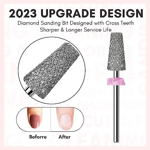 Makartt Nail Drill Bits, 10Pcs Dimond Sanding Bit Set for Nail Drill E File, 2023 Upgraded Cuticle Cleaner Nail Gel Polish Remover Tool for Acrylic Nails Manicure Nail Prep, Nail Salon Home DIY Use