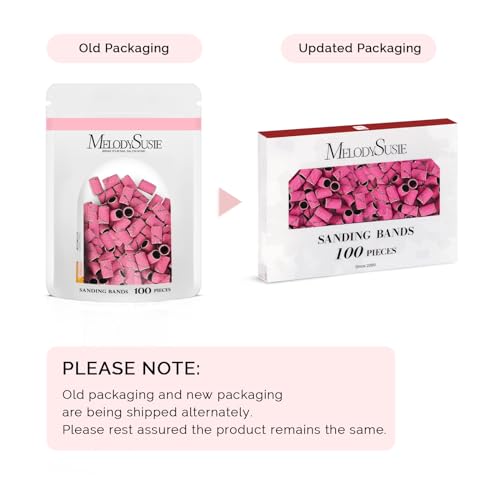 MelodySusie 100 Pcs Nail Drill Bits Sanding Bands for Nail Drill 180 Fine Grit Nail File Sanding Bands for Acrylic Nails Gel Manicures and Pedicure