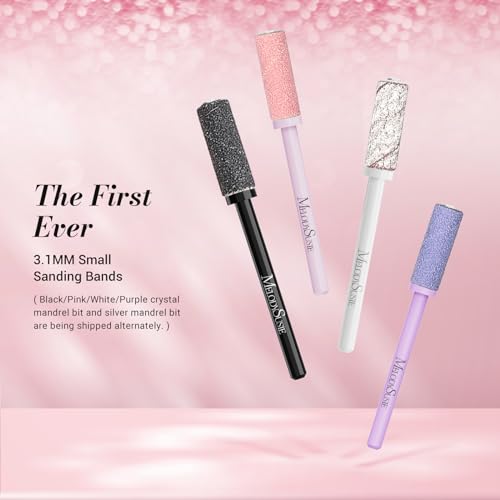 MelodySusie 50 Pcs Nail Drill Bits Small Sanding Bands with 3.1mm Mandrel Bit, 180 Fine Grit Nail File for Acrylic Nails Gel Manicures and Pedicure, Pink