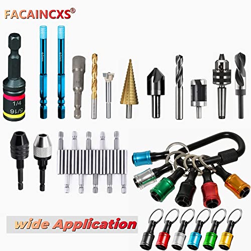 6 Color Drill Extension Bit Holder, 1/4inch Hex Shank Aluminum Alloy Screwdriver Bits Holder Extension Bar Drill Screw Adapter Change Keychain Portable 2023 Upgraded