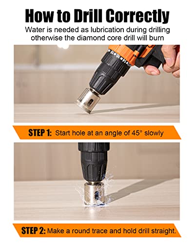 Diamond Drill Bits Set, 10 PCS Diamond Hole Saw Set, Glass Drill Bit for Ceramic Tile Porcelain Marble Granite Stone Bottles