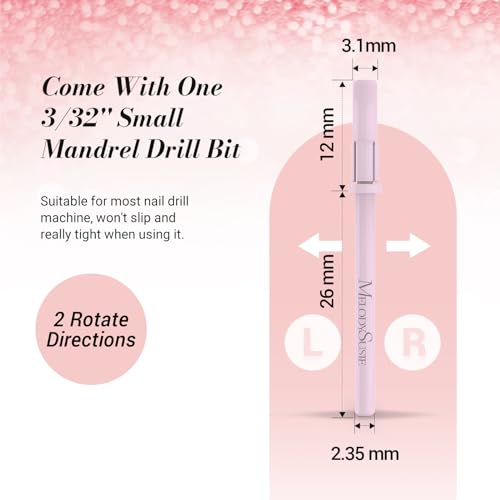 MelodySusie 50 Pcs Nail Drill Bits Small Sanding Bands with 3.1mm Mandrel Bit, 180 Fine Grit Nail File for Acrylic Nails Gel Manicures and Pedicure, Pink
