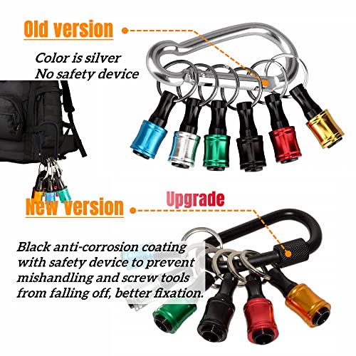 6 Color Drill Extension Bit Holder, 1/4inch Hex Shank Aluminum Alloy Screwdriver Bits Holder Extension Bar Drill Screw Adapter Change Keychain Portable 2023 Upgraded
