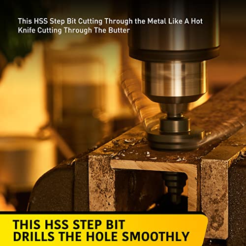 Anfrere 10 Sizes Step Drill Bit for Metal Sheet, 1/4 to 1-3/8 Inches High Speed Steel Drill Cone Bits for Hole Drilling Cutting, HSS Multi Size Hole Stepped Up Unibit