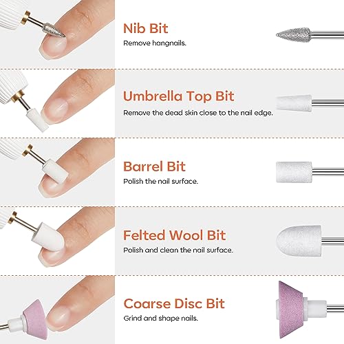 Modelones 24Pcs Nail Drill Bit Set, 3/32” Ceramic Diamond Carbide Nail Drill Bits, Acrylic Gel Nail Bit Kit, Cuticle Remover Bits for Acrylic Gel Dip Powder Nail Manicure Pedicure