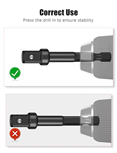 3/8 Impact Adapter, 4 Pack 3/8 Socket Adapter 1/4 Inch to 3/8 Socket Adapter Kit for Impact Driver, Automotive DIY, Extension Socket Driver Bits, Handle Nut Driver and Drills