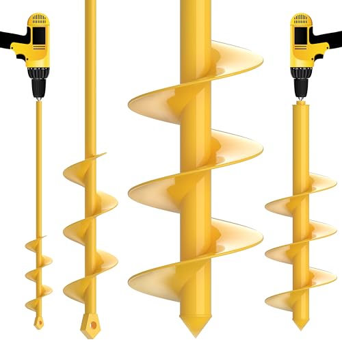 NAFOGAR Garden Auger Drill Bit for Planting - Pack of (2) 1.6x16.5Inch & 3.5x16Inch - Post Hole Digger Drill Auger for Gardening Bulbs, Flowers, and Bedding Plant - Made to Fit in Any 3/8" Hex Drill