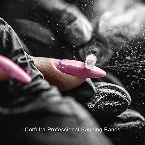 Nail Drill Bits Sanding Bands for Nail Drill, Corfulra Drill Bits for Nails 210pcs Sanding Bands Coarse Fine #80#150#240 Grits with Rainbow Mandrel Bit for Electric Nail Drill Nail Accessories Tool