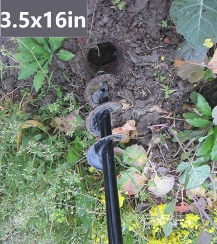 TCBWFY Garden Auger Drill Bit for Planting 3.5"x16"and 1.6"x16.5"Auger Drill Bit Plant Flower Bulb Auger Spiral Hole Drill Earth Post Umbrella Bulb Planter Auger for 3/8"Hex Drive Drill