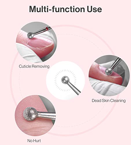 MelodySusie Ball Shape Cuticle Clean Nail Drill Bit 3/32'', Professional Safety Carbide Diamond Nail Bit Nail Cleaner for Cuticle Dead Skin Nail Prepare, Two Way Rotate, Manicure Nail Salon Supplies