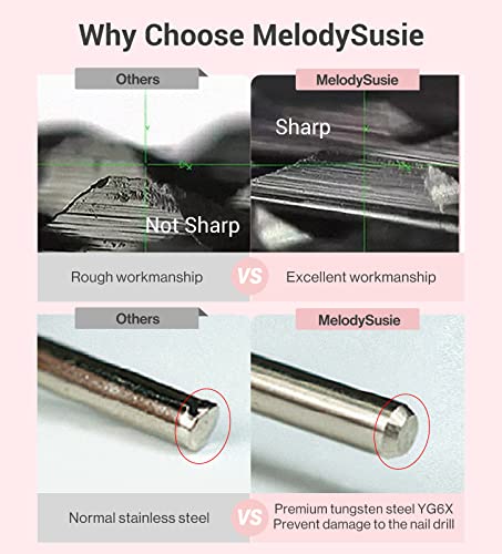 MelodySusie Ball Shape Cuticle Clean Nail Drill Bit 3/32'', Professional Safety Carbide Diamond Nail Bit Nail Cleaner for Cuticle Dead Skin Nail Prepare, Two Way Rotate, Manicure Nail Salon Supplies