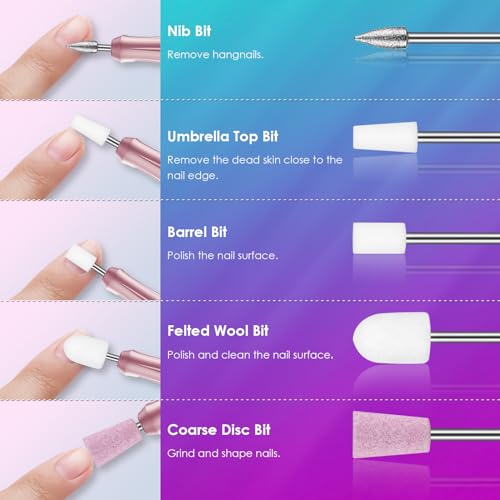 26pcs Nail Drill Bits Set, 3/32inch Professional Ceramic Safety Bits for Nail Drill, Diamond Cuticle Efile Nail Drill Bits, Remover Bits for Acrylic Gel Nail Tech Manicure Pedicure, Home Salon