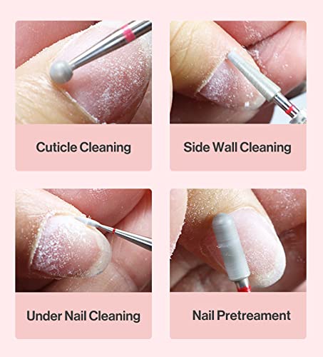 MelodySusie Ball Shape Cuticle Clean Nail Drill Bit 3/32'', Professional Safety Carbide Diamond Nail Bit Nail Cleaner for Cuticle Dead Skin Nail Prepare, Two Way Rotate, Manicure Nail Salon Supplies