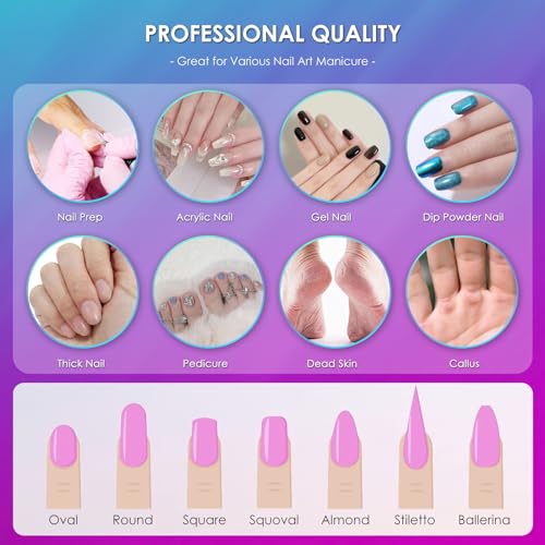 26pcs Nail Drill Bits Set, 3/32inch Professional Ceramic Safety Bits for Nail Drill, Diamond Cuticle Efile Nail Drill Bits, Remover Bits for Acrylic Gel Nail Tech Manicure Pedicure, Home Salon