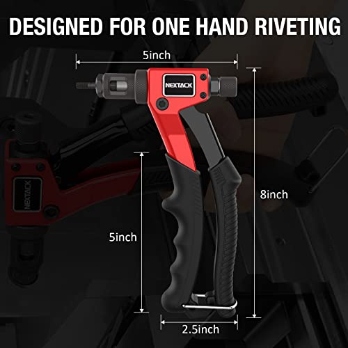 NEXTACK Rivet Nut Tool Rivet Nut Kit with a Step Drill Bit & 80 Nutserts for One-Handed in Tight Space, 8" Rivnut Tool Setter with 8 Mandrels Incl. 6-32 & 8-32 in Organized Rugged Carrying Case NT600