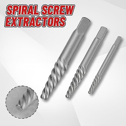 UYECOVE 14 Pieces Screw Extractor Set, 35# Cr-Mo & 6542 HSS Steel Cobalt Left Hand Drill Bits Set for Removing Stripped Screws and Broken Bolts Ez Out Screw Extractor Set Broken Bolt Extractor Kit