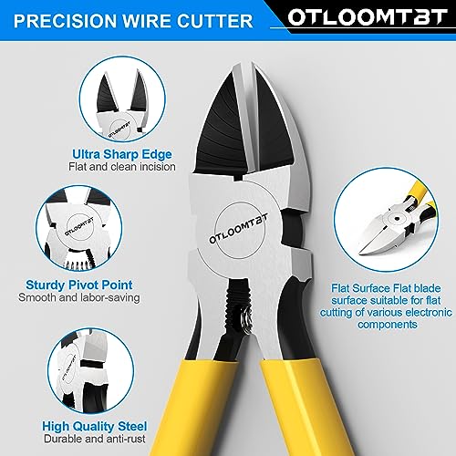 Compact Ultra Sharp Wire Cutters Set with Flat Nose