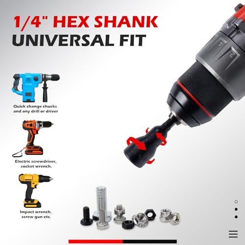 AKM TOOL 35Pcs Magnetic Nut Driver Set, Nut Driver Set for Impact Drill, 1/4" Quick-Change Hex Shank | SAE & Metric | Cr-V Steel, Magnetic Screwdriver Bit W/Drill Bit Extension & Drill Bit Adapter