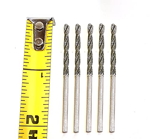 2.5mm Diamond Drill Bit Set 20 Pieces Twist Tip Drilling Sea Glass Shells Rocks for Ornaments Jewelry Necklace Earrings Pendants Bracelets Ceramic Porcelain Gems Includes Collet Compatible with Dremel