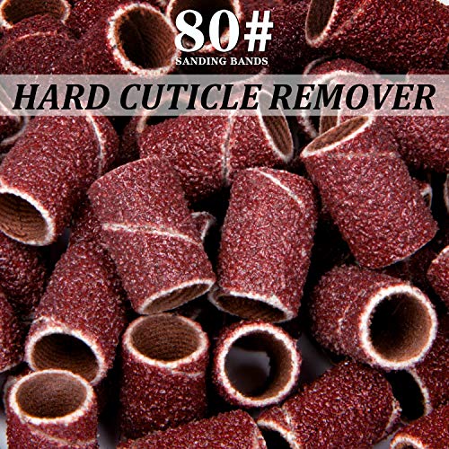 Lavinda Sanding Bands Nail Drill Bits 300Pcs Grits Electric File Nail Sanders Professional Drill Bits Set #80#150#240 Zebra Grinder Band colorful 3/32" Mandrel Bit for Manicures Nail Drill Machine