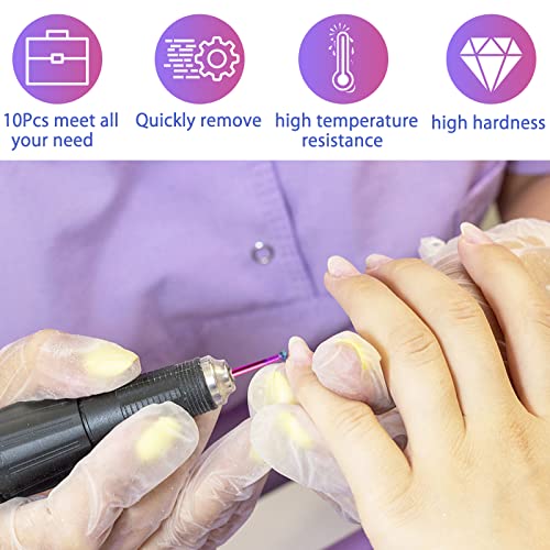 BQAN Nail Drill Bits, 10Pcs 3/32 inch Tungsten Carbide Drill Bit Set, with 75Pcs File Sanding Bands (#80#120#180 Grits), Professional Drill Bits Set for Acrylic Gel Nails, Manicure Pedicure