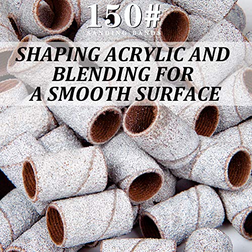 Lavinda Sanding Bands Nail Drill Bits 300Pcs Grits Electric File Nail Sanders Professional Drill Bits Set #80#150#240 Zebra Grinder Band colorful 3/32" Mandrel Bit for Manicures Nail Drill Machine