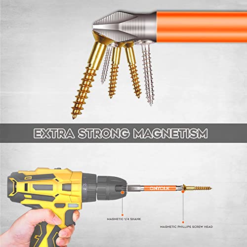 Onyolk 10-Piece Phillips Magnetic Screwdriver Bit Set, S2 Alloy Steel Anti-Slip Long Drill Bits, 1/4 Hex Shank, Fine Tooth Design, Strong Magnetism, Size 1"- 5", PH2