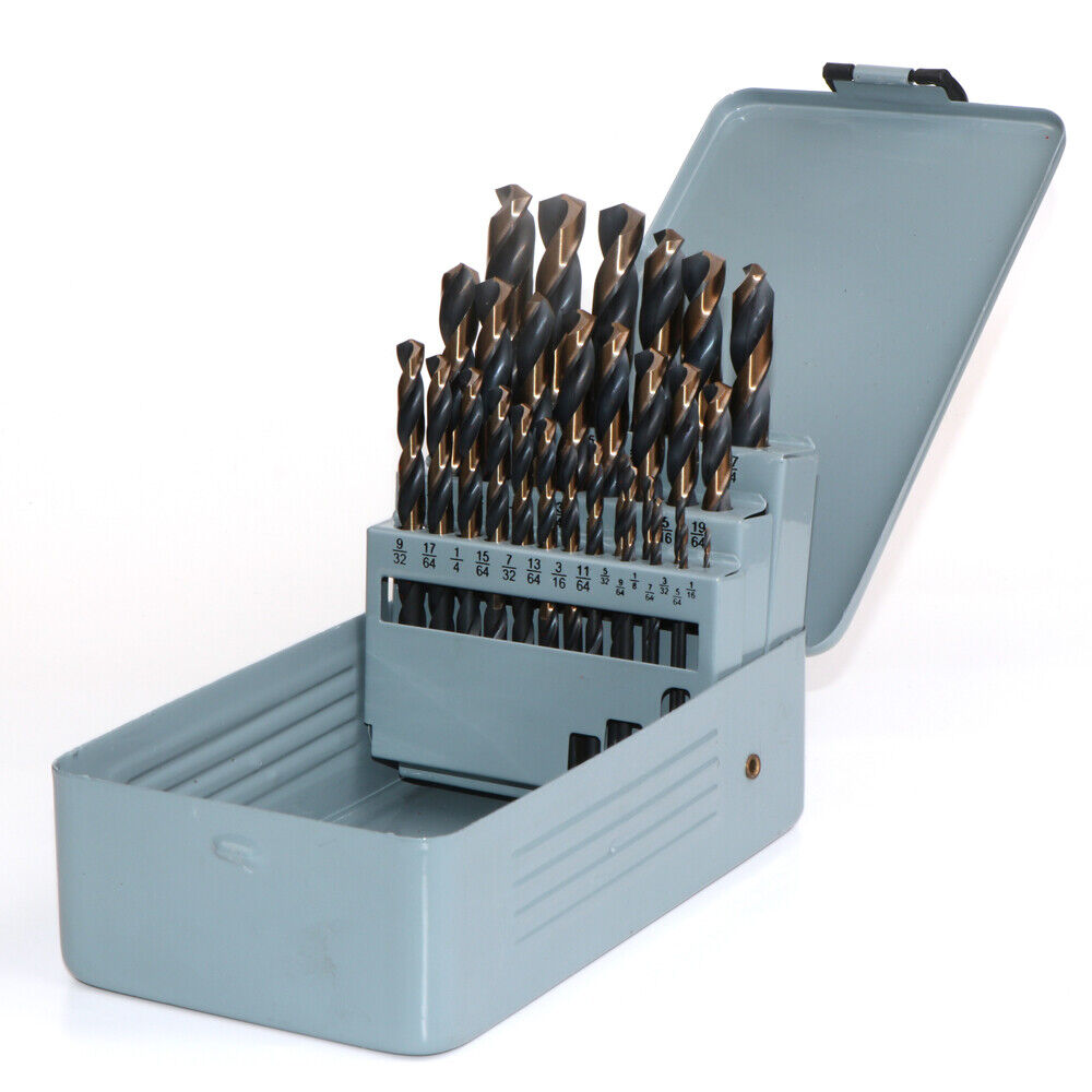 Drillforce 1/16"-1/2" Black Gold Drill Bit Set HSS Jobber Length Twist Drill Bit