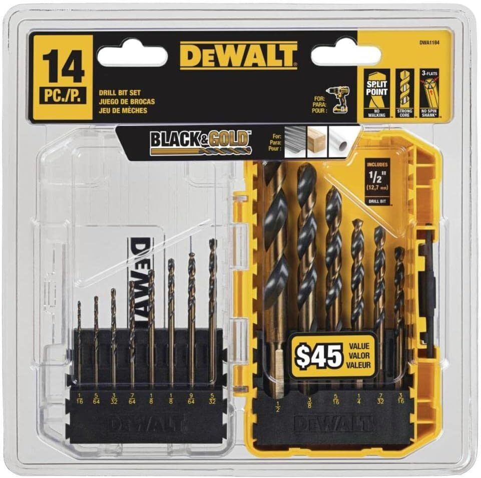 "Versatile 14-Pc Drill Bit Set for Plastic, Wood & Metal"