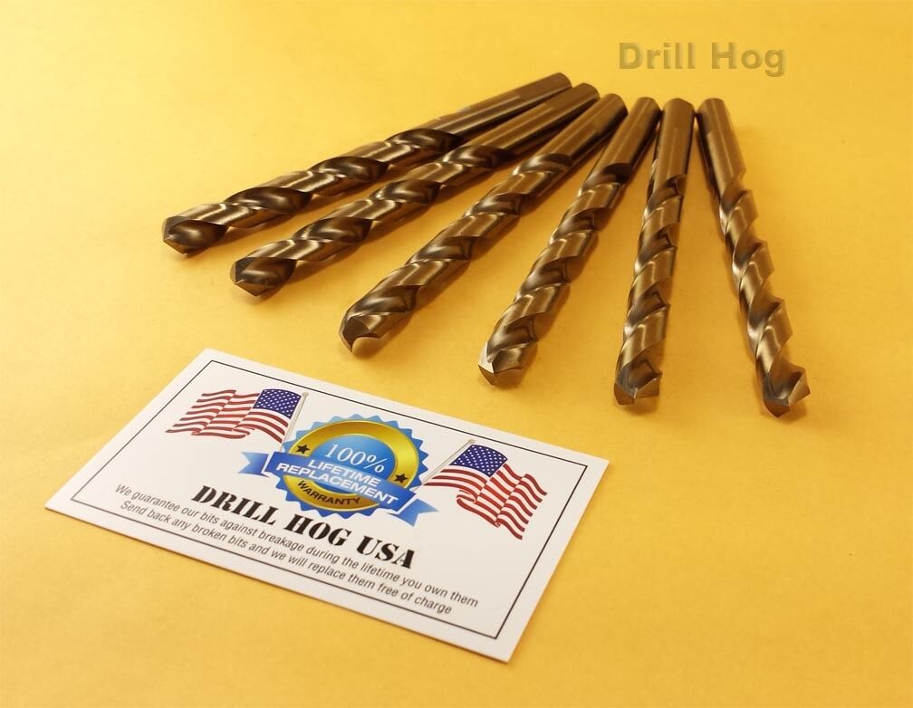 Drill Hog USA 5/16" Cobalt Drill Bits M42 Drill Bit 6 Pack Lifetime Warranty  