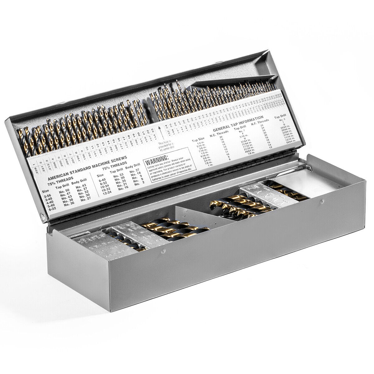 Stark USA 115 PC Piece Metal Fractional Drill Index Chart BIT Set Kit For Steel