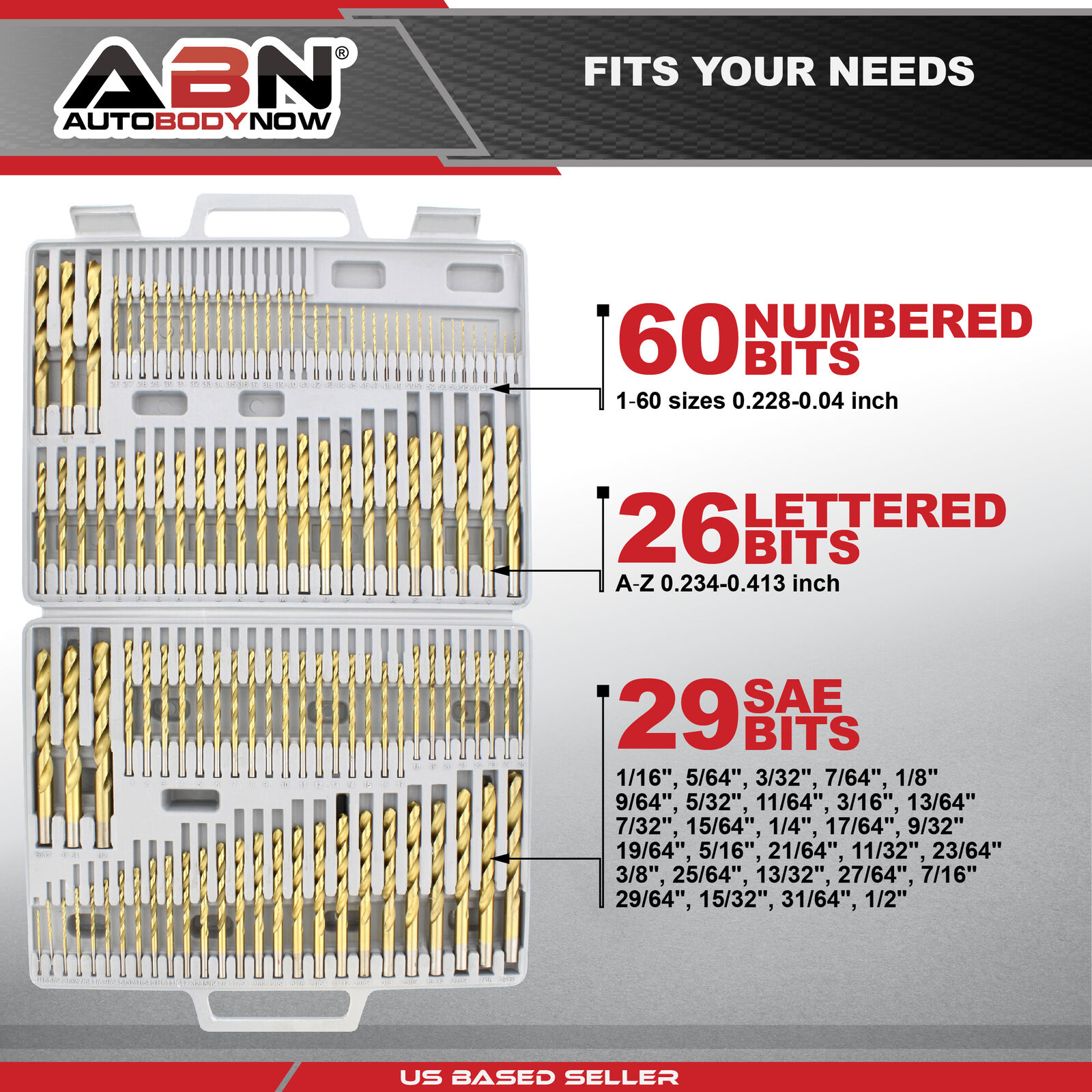ABN Titanium Drill Bits Set Twist Drill Bit for Metal Drill Bits - 115-Piece