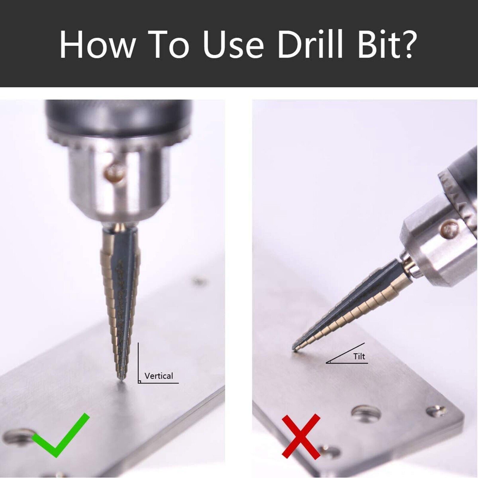 HSS 6PCS Titanium Step Drill Bit Set W Automatic Center Punch High Speed Steel