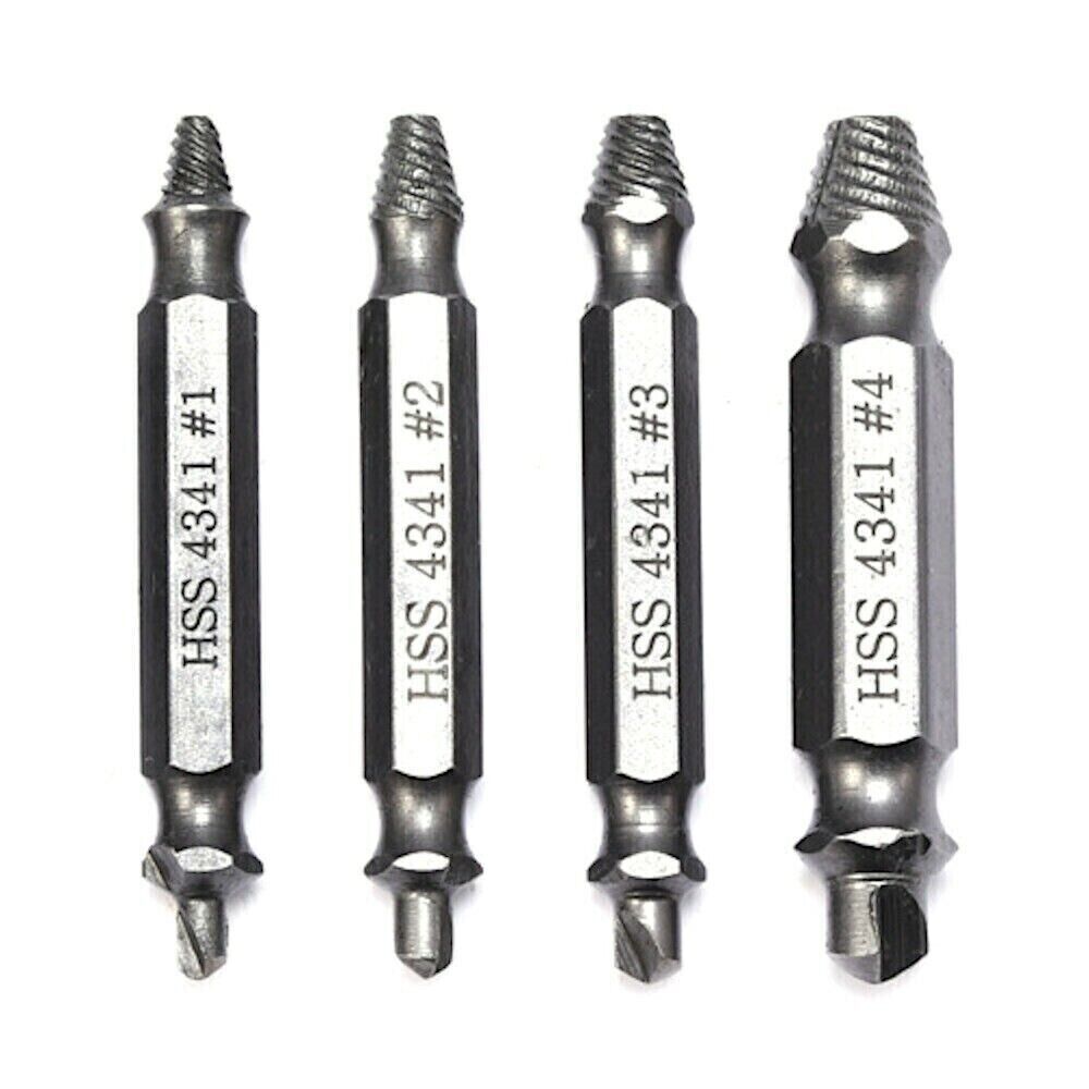4 PCs Screw Extractor Set Easy Out Drill Bits Guide Broken Screws Bolt Remover