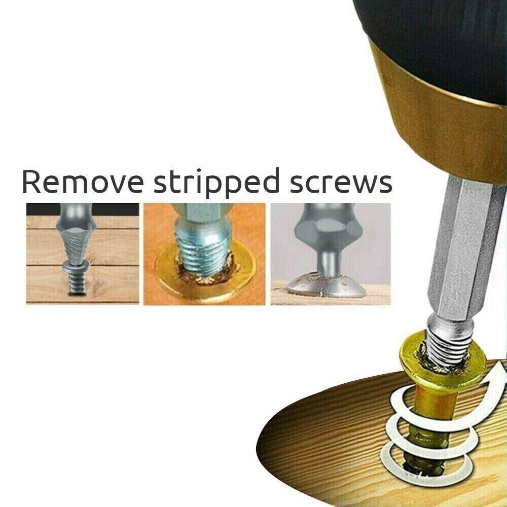 4 PCs Screw Extractor Set Easy Out Drill Bits Guide Broken Screws Bolt Remover
