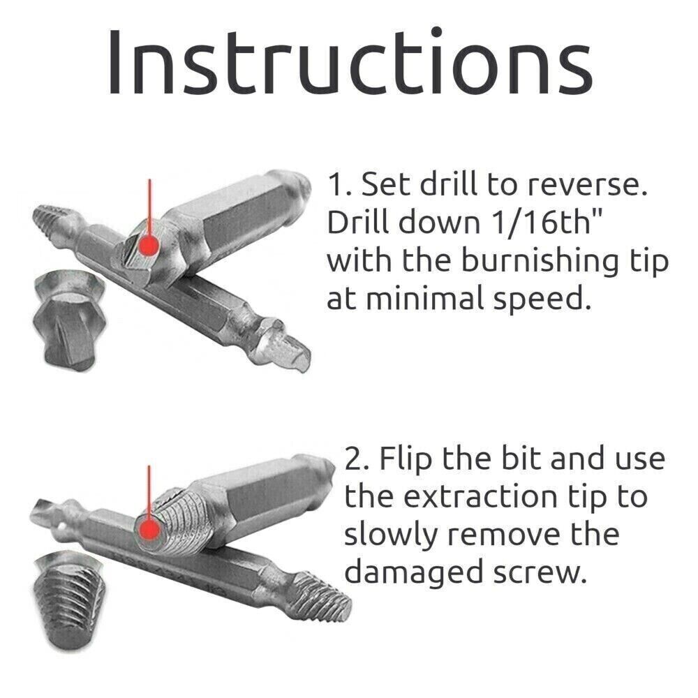 4 PCs Screw Extractor Set Easy Out Drill Bits Guide Broken Screws Bolt Remover