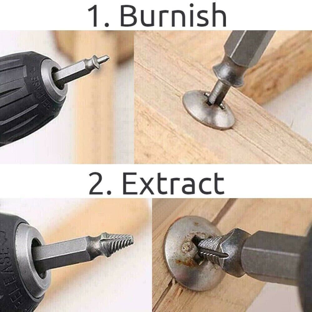 4 PCs Screw Extractor Set Easy Out Drill Bits Guide Broken Screws Bolt Remover