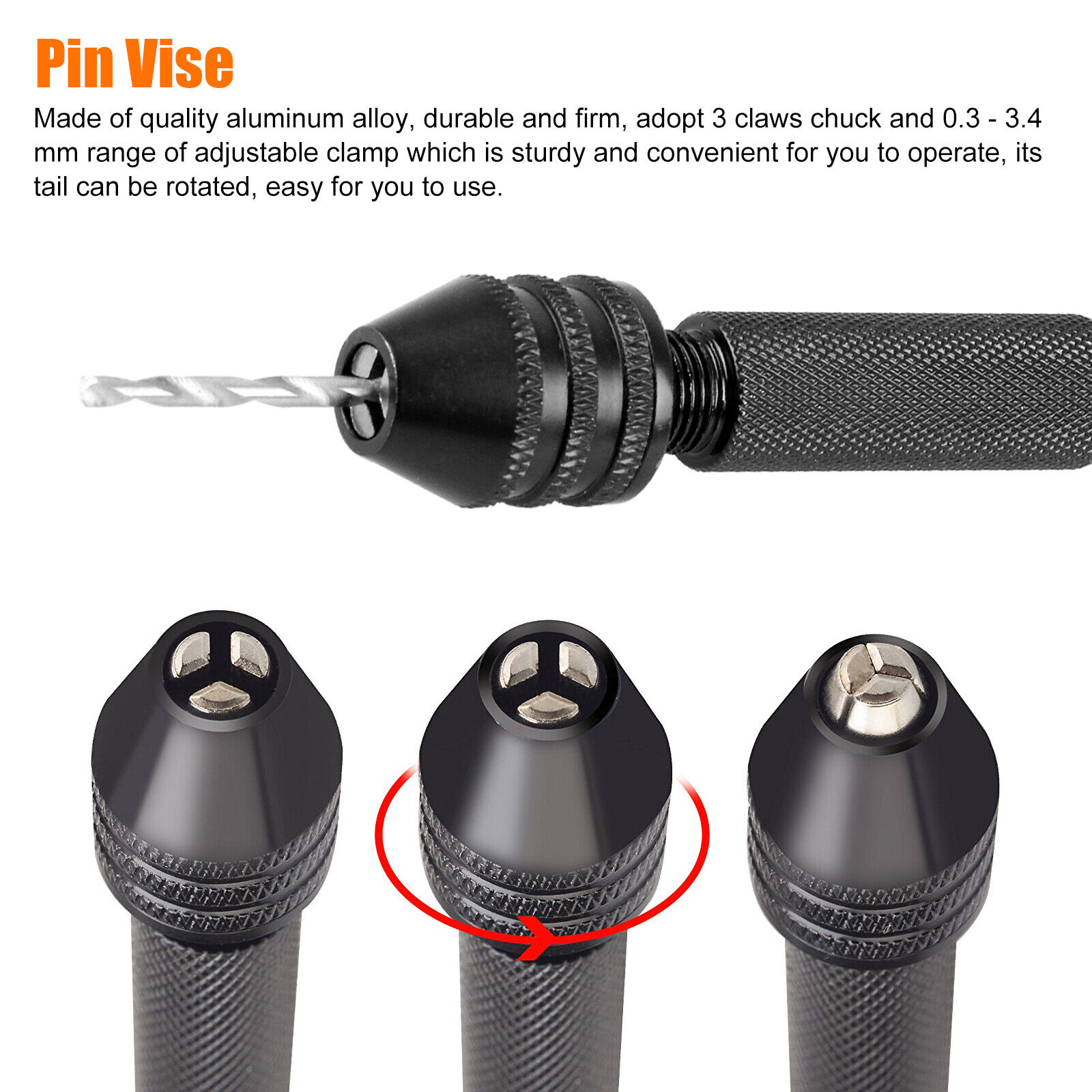 60Pcs Mini Micro Hand Drill Bits Set Small Manual Keyless Chuck Pin Vise Rotary