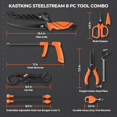 KastKing SteelStream Fishing Tool Kit - 8 Tools