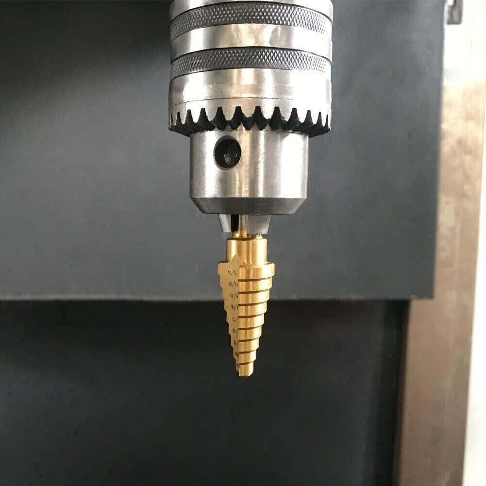 HSS 6PCS Titanium Step Drill Bit Set W Automatic Center Punch High Speed Steel