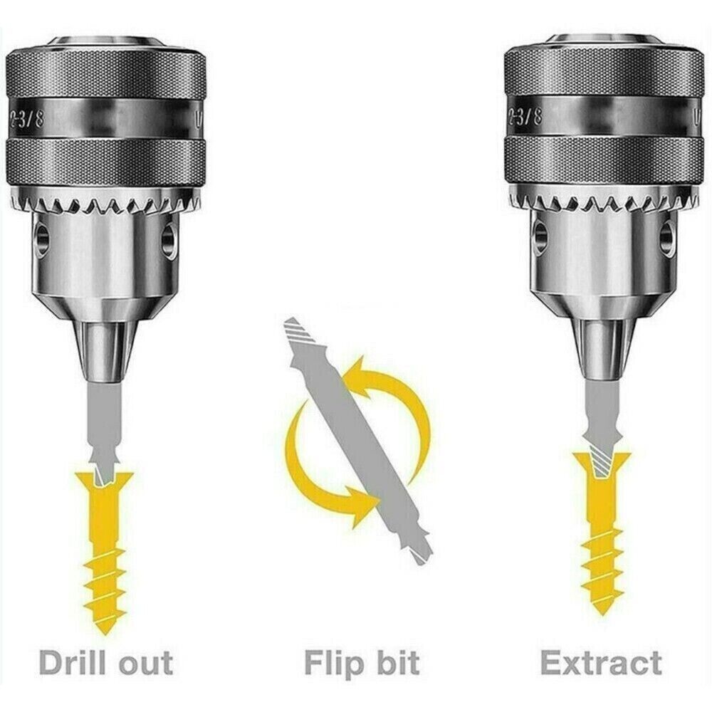 4 PCs Screw Extractor Set Easy Out Drill Bits Guide Broken Screws Bolt Remover