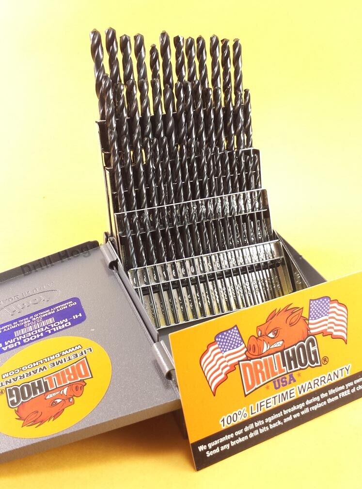 Drill Hog® 60 Pc NUMBER Drill Bit Set Wire Gauge Bits MOLY M7 Lifetime Warranty